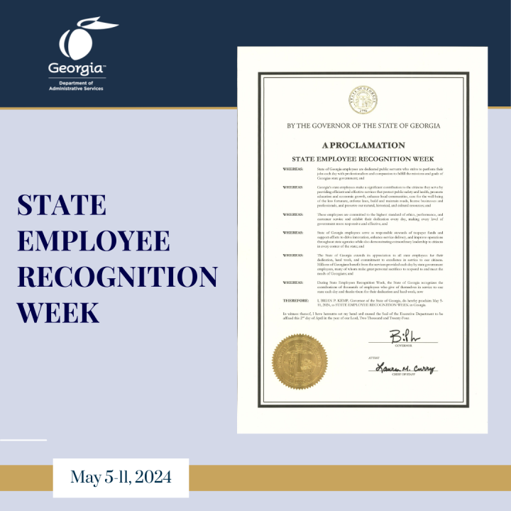 Image of a proclamation declaring State Employee Recognition Week May 5-11, 2025.
