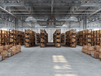 Image of a warehouse full of boxes. 