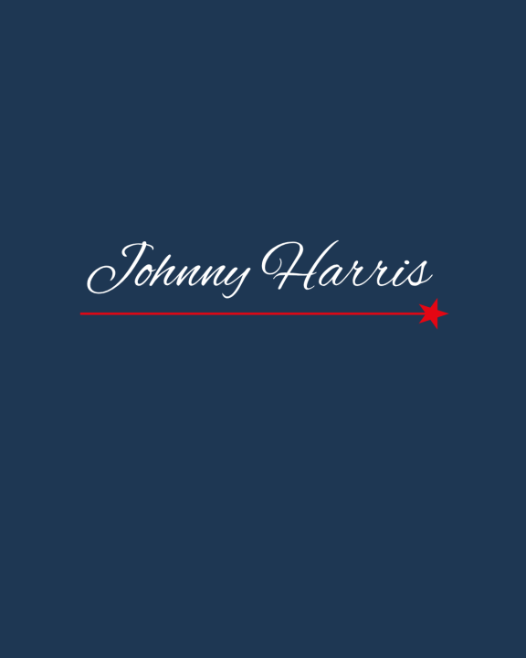 Image of the name Johnny Harris in a white script on a blue background.