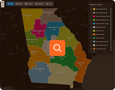 Small Business Resource Map image showing graphic of the State of Georrgia